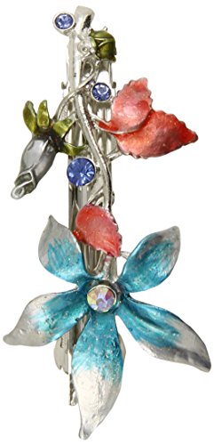 Caravan Imagine The Blue Rose And The Pink Leaves This Colorful Barrette Got Matching Rhinestones