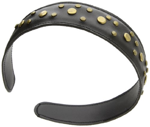 Caravan . In Its Own Rite Wide Headband Of Leather And Studded With Multiple Sizes Of Metal Discs