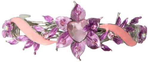 Caravan This Barrette Got Heart Pink And Purple Flowers And Heart Ribbon And Color Plus Rhinestone