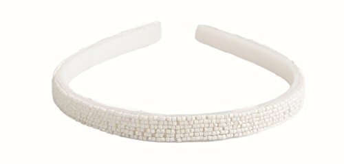 Caravan White Bead Headband Of Many Rows Strung And Tied Into a True Classic Piece