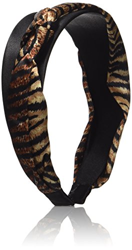 Caravan Wide Headband Covered With Animal Looking Fabric Of Black And Brown Nature Tied Into a Stylish Bow