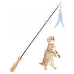 Carbon Fibre Blue Telescopic Pet Cat Funny Teaser Stick with Feather Bell Interactive Exercise Toy