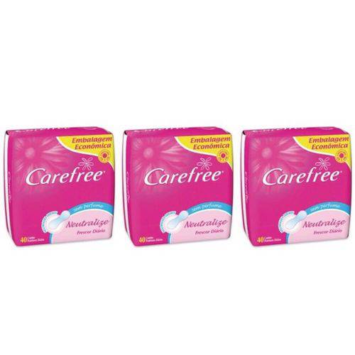 Carefree Absorvente Diário Proteção S/ Perfume C/40 (kit C/03)