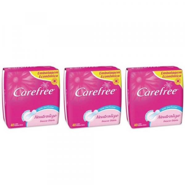Carefree Absorvente Diário Proteção S/ Perfume C/40 (Kit C/03)