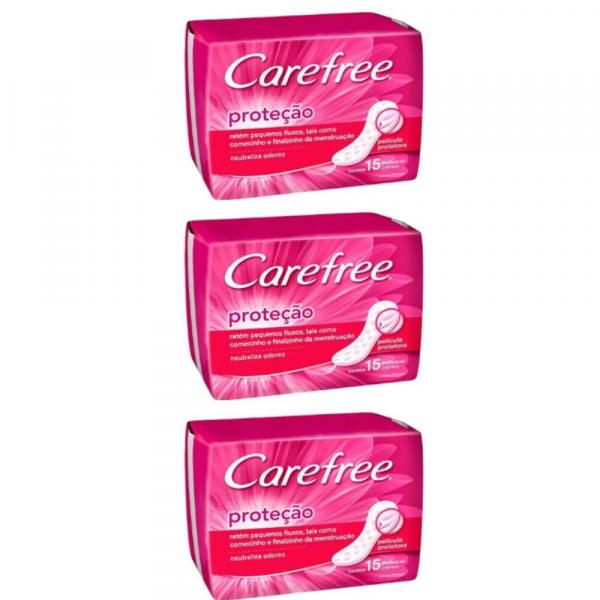 Carefree Absorvente Higiênico Proteção C/ Perfume C/15 (Kit C/03)