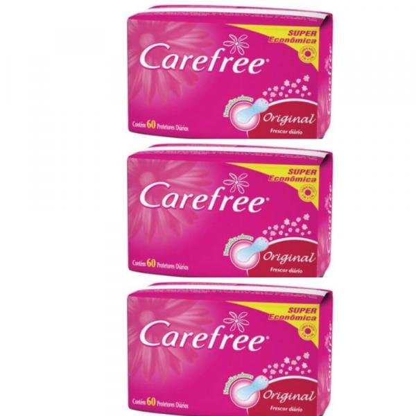Carefree Proteção Absorvente Diário S/ Perfume C/60 (Kit C/03)