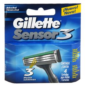 Carga Gillette Aparelho de Barbear Sensor 3 - C/4 Unidades