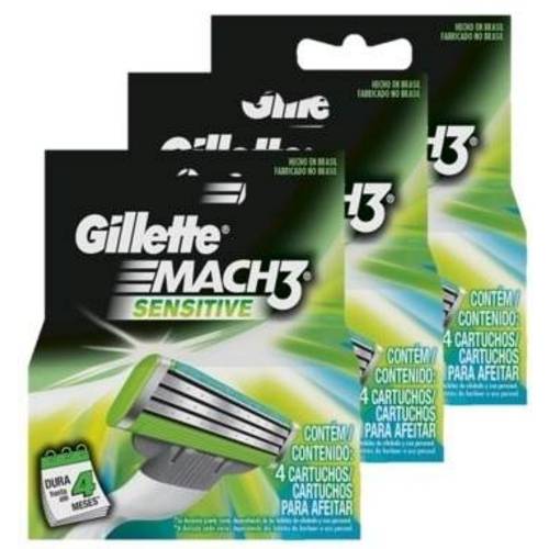 Carga Gillette Mach3 Sensitive com 12 Unidades