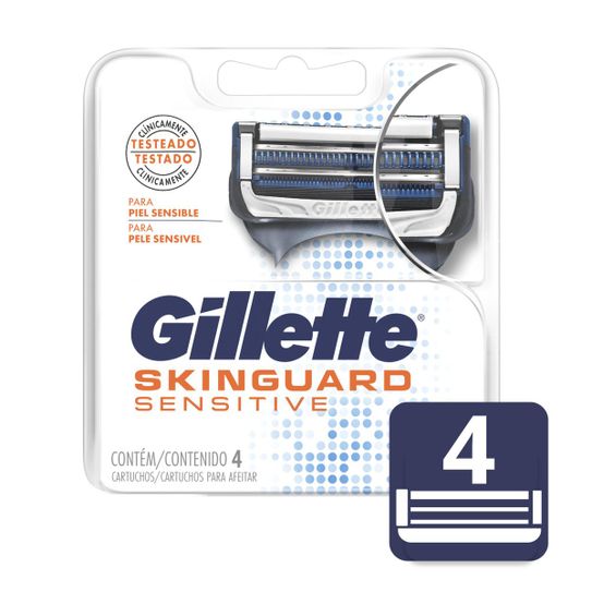 Carga Gillette Skinguard Sensitive com 4 Unidades Carga para Aparelho de Barbear Gillette Skinguard Sensitive 4 Unidades