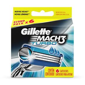 Carga para Aparelho de Barbear Gillette Mach3 Turbo - 6un.