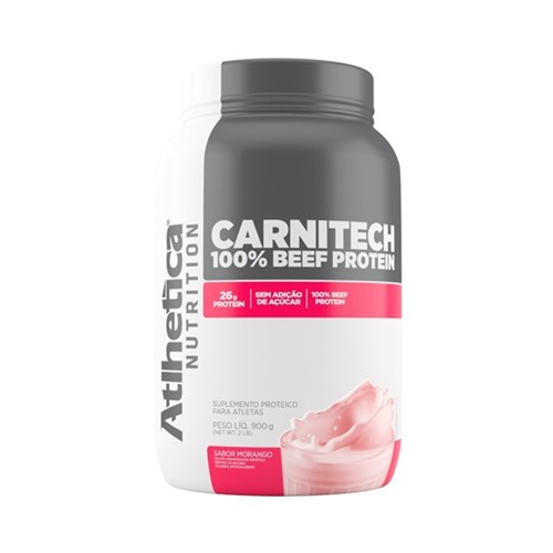Carnitech 100% Beef Protein Atlhetica 900G - Morango