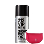Carolina Herrera 212 VIP Men - Desodorante Spray Masculino 150ml+Necessaire Pink com Puxador em Fita