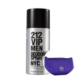 Carolina Herrera 212 VIP Men - Desodorante Spray Masculino 150ml+Necessaire Roxo com Puxador em Fita