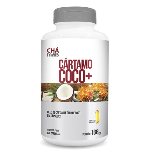 Cártamo+Coco - Óleo de Cártamo e Óleo de Coco em Cápsulas - CháMais – 120 Caps