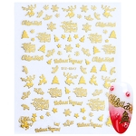 Cartas de Natal Adhesive Manicure Etiqueta 3D Red ouro etiqueta do prego Manicure