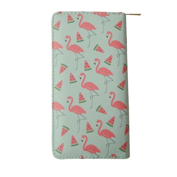 Carteira Estampada de Flamingos e Melancia - Verde - Glamour Pink