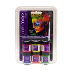 Cartela de Tinta Facial Líquida Flúor com 06 unidades + 01 Pincel 1003 - Color Make