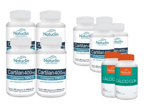 Cartilan Colágeno Tipo II com Vitamina C 30 Cápsulas 400mg + Cálcio