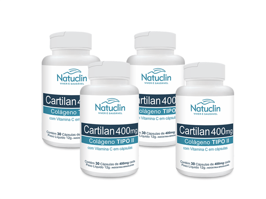 Cartilan Colágeno Tipo II com Vitamina C 120 Cápsulas 400mg 4 Unidades