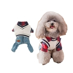 Moda Casual Pequeno Camisa Xadrez de Duas Peças Terno Roupas para Cães Teddy Dog Cat Urso