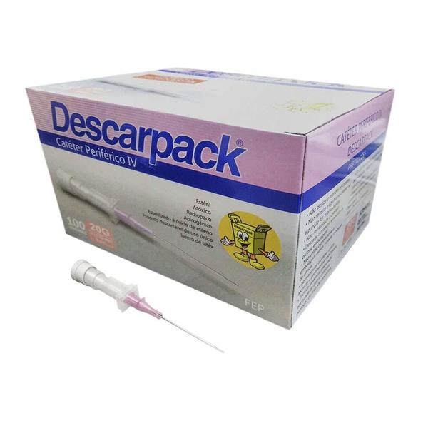 Cateter Intravenoso Periférico 20G Teflon Descarpack (Caixa 100 Unidades)
