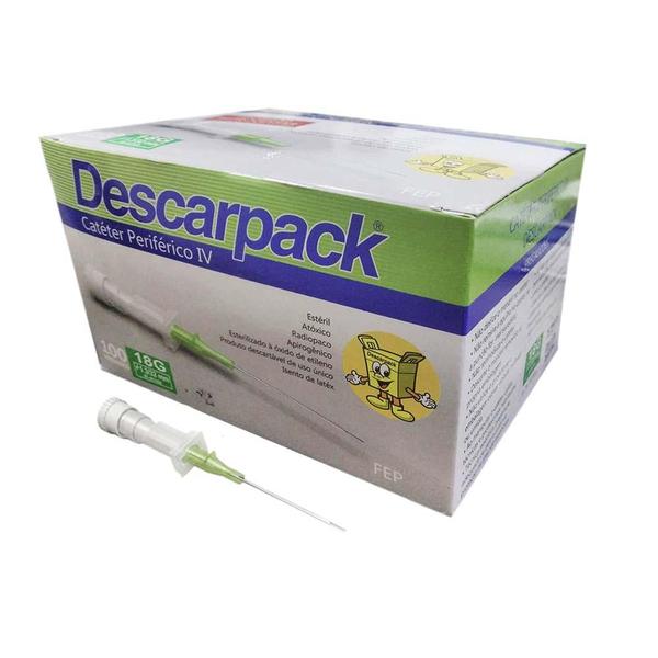 Cateter Intravenoso Periférico 18G Teflon Descarpack (Caixa 100 Unidades)