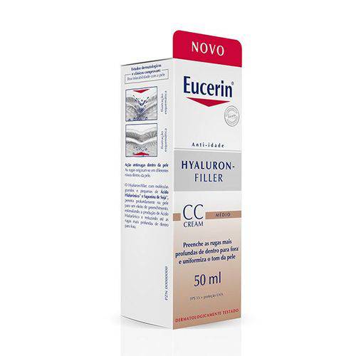 Cc Cream Anti-idade Eucerin Hyaluron-Filler Cor Média Fps 15 50mL