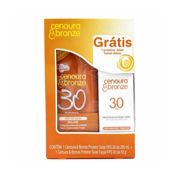 Cenoura Bronze Protetor Solar 200ml + Facial Fps30 50g