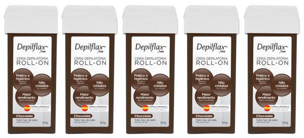 Cera Roll On Depilflax Chocolate - 5 Unidades