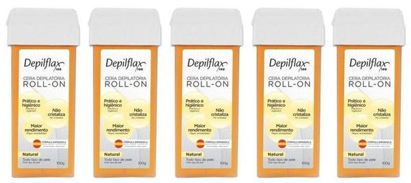 Cera Roll On Depilflax Natural - 5 Unidades