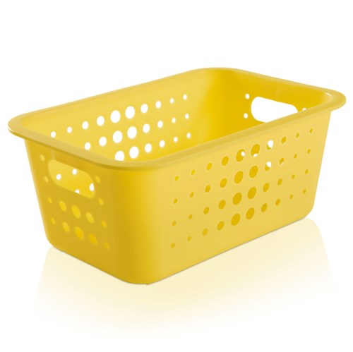 Cesto Organizador Plástico Amarelo 12,5x29x19,5cm 4,5L Organize OU