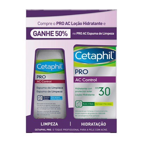 Cetaphil Pro Ac Control FPS 30 Loção Hidratante 118ml + 50% Desconto Espuma de Limpeza 236ml