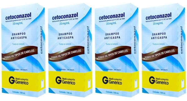 Cetoconazol Shampoo Anticaspa 100ml - Kit com 4 Unidades