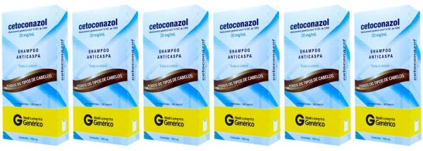 Cetoconazol Shampoo Anticaspa 100ml - Kit com 6 Unidades