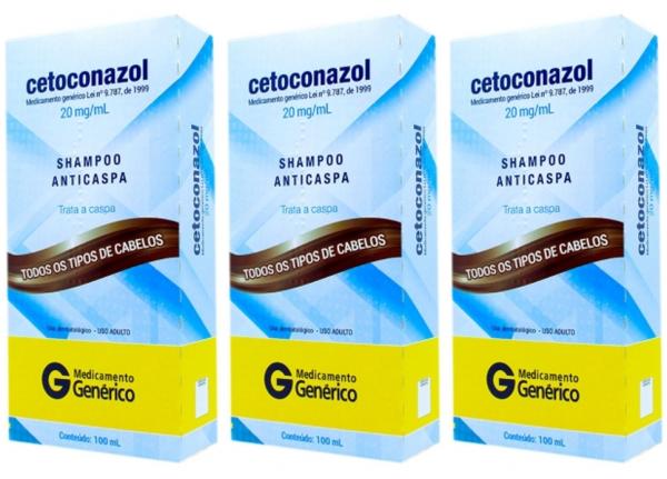 Cetoconazol Shampoo Anticaspa 100ml - Kit com 3 Unidades