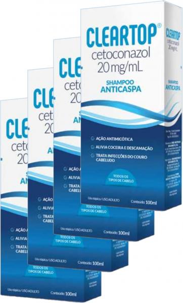 Cetoconazol Shampoo Cleartop Anticaspa - Kit 4 Unidades
