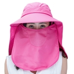 Chapéu De Proteção Mulheres Cor Sólida à Prova De Poeira Proteção Solar Malha No Pescoço Flap Cap Protetora