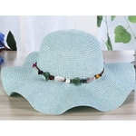Mulheres Verão elegante exterior Aba larga protetor solar chapéu de palha