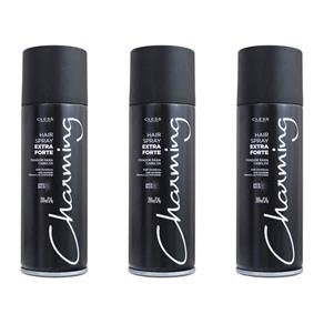 Charming Black Hair Spray Extra Forte 200ml - Kit com 03