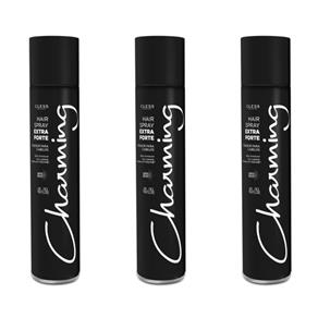 Charming Black Hair Spray Extra Forte 400ml - Kit com 03