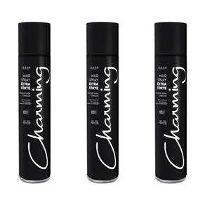 Charming Black Hair Spray se Perfume 400ml - Kit com 03