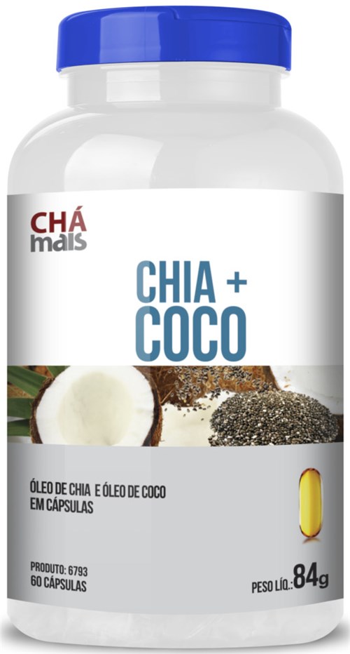 Chia+Coco Óleo de Chia e Óleo de Côco Chá Mais 60 Capsulas 1400mg