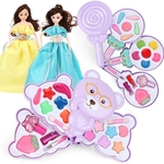 Childeren Cosmetic princesa Toy Maquiagem com boneca Play House 3 Camadas Makeup Set A B Estilo aleatória /