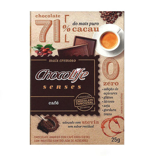 Chocolate 71% Cacau com Café Chocolife Senses 25g