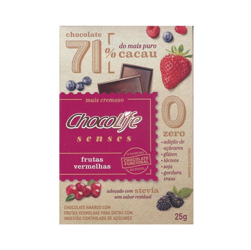 Chocolate Senses 71% Frutas Vermelhas - 25g - Chocolife