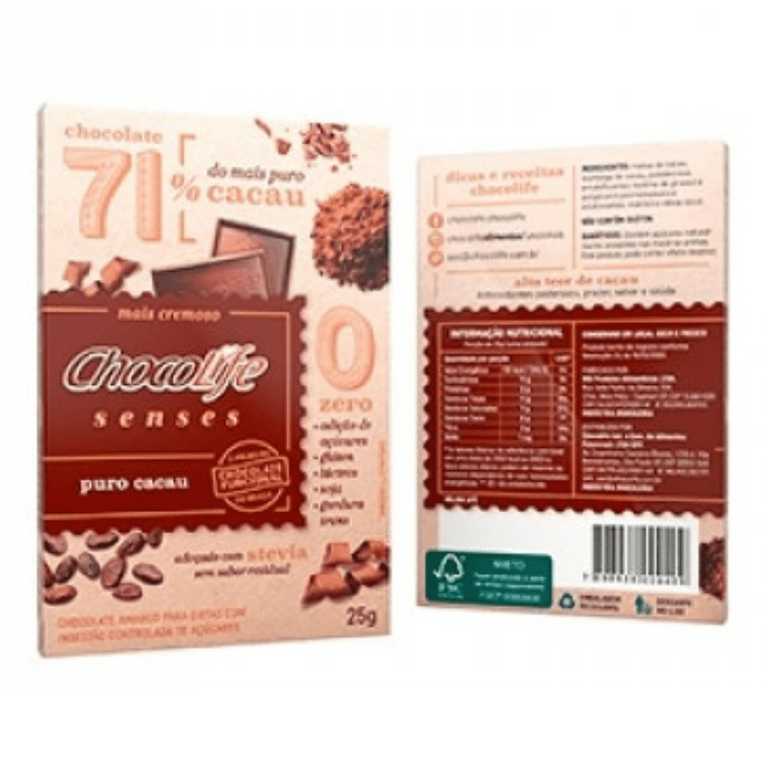 Chocolate Senses 71% Puro Cacau - Chocolife - 25g