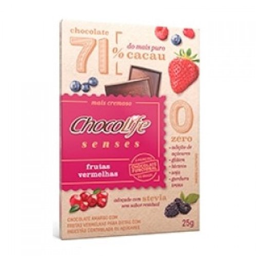 Chocolate Zero Lactose Senses 71% - Frutas Vermelhas