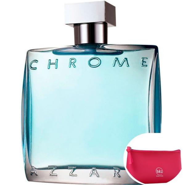 Chrome Azzaro Eau de Toilette - Perfume Masculino 100ml+Necessaire Pink com Puxador em Fita