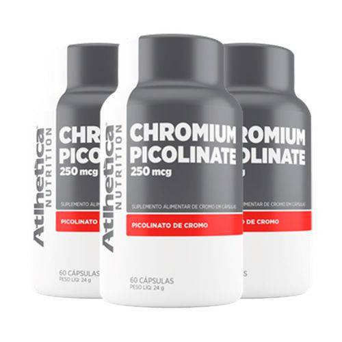 Chromium Picolinate Cromo 250mcg - 3 Un de 60 Cápsulas - Atlhetica