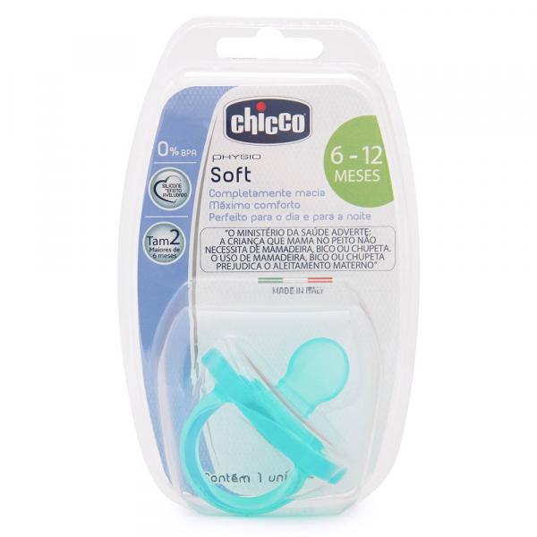 Chupeta Chicco Soft Azul Silicone Tam2 6-12M 1Unidade